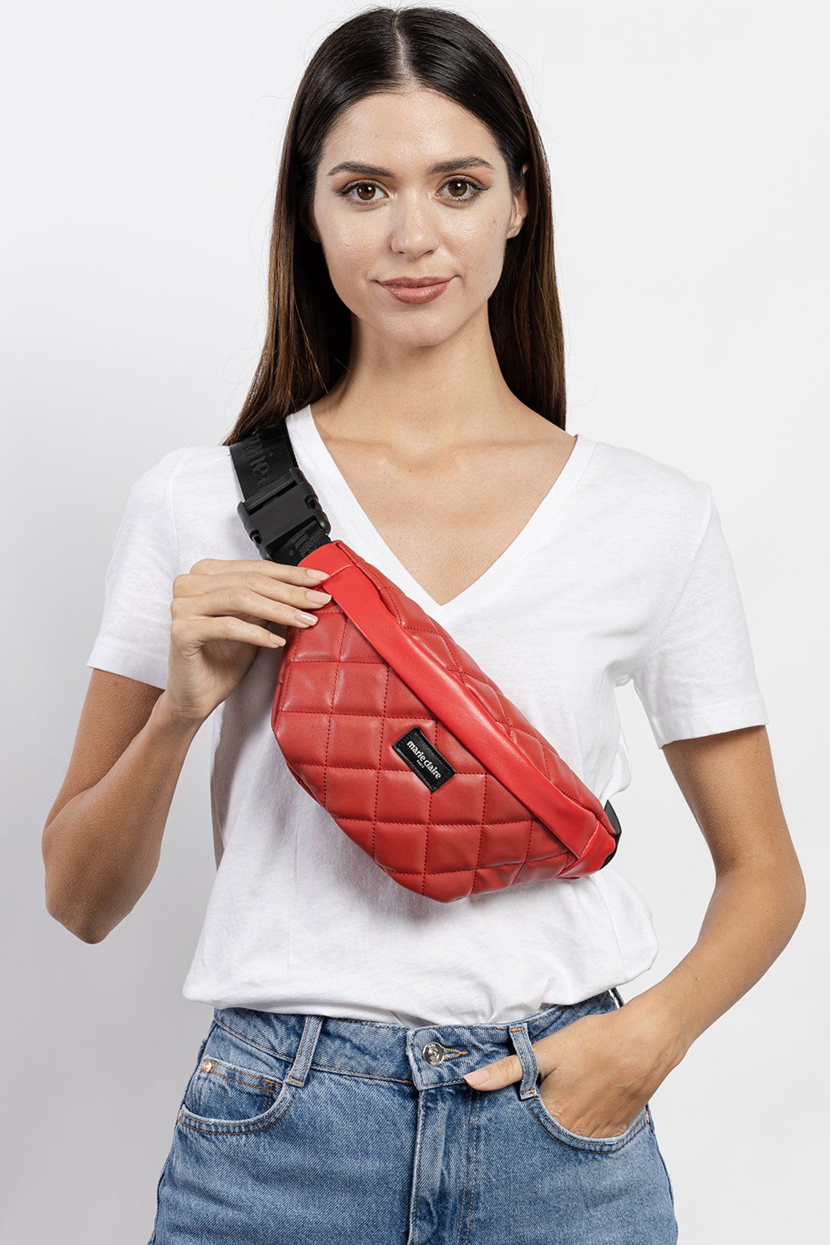 Marie Claire Red Women s Quilted Waist Bag Vita MC221105474